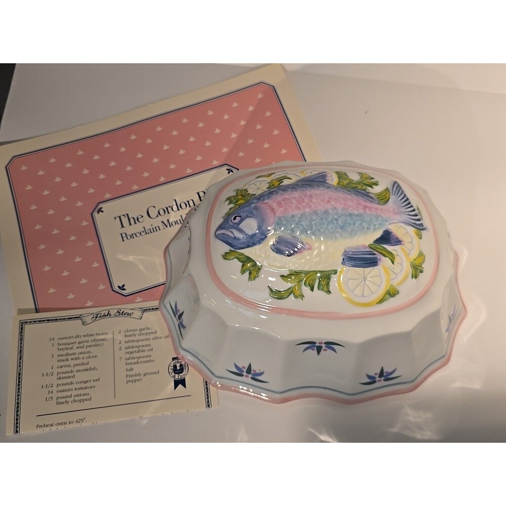 Le Cordon Bleu The Franklin Mint 1986 Fish w/ Lemons Mold Made In Thailand BOX